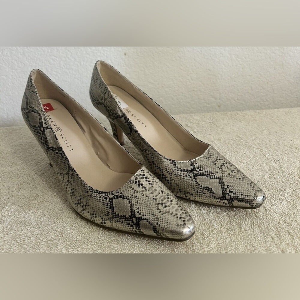 Karen scott classy snakeprint metallic pumps women size 7.5 3” heel